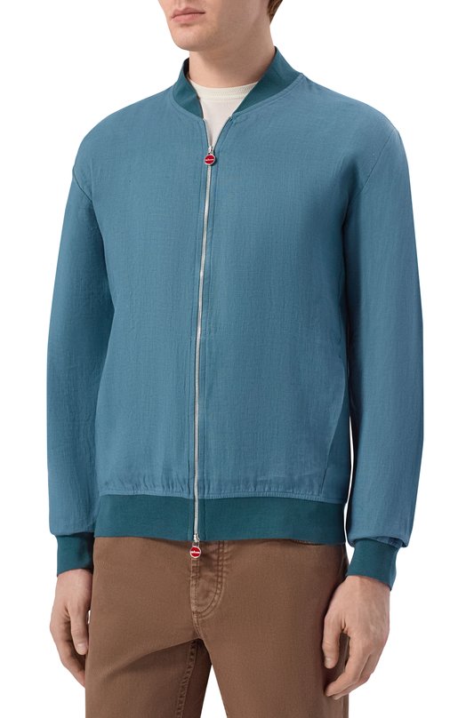 Льняной бомбер Kiton UG0001H09690 Голубой  UG0001H09690 Фото 3