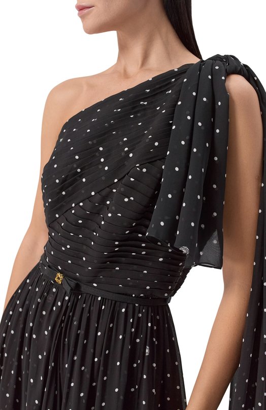 Платье из вискозы и шелка Elie Saab D1009PR26/SI001 Чёрно-белый  D1009PR26/SI001 Фото 4