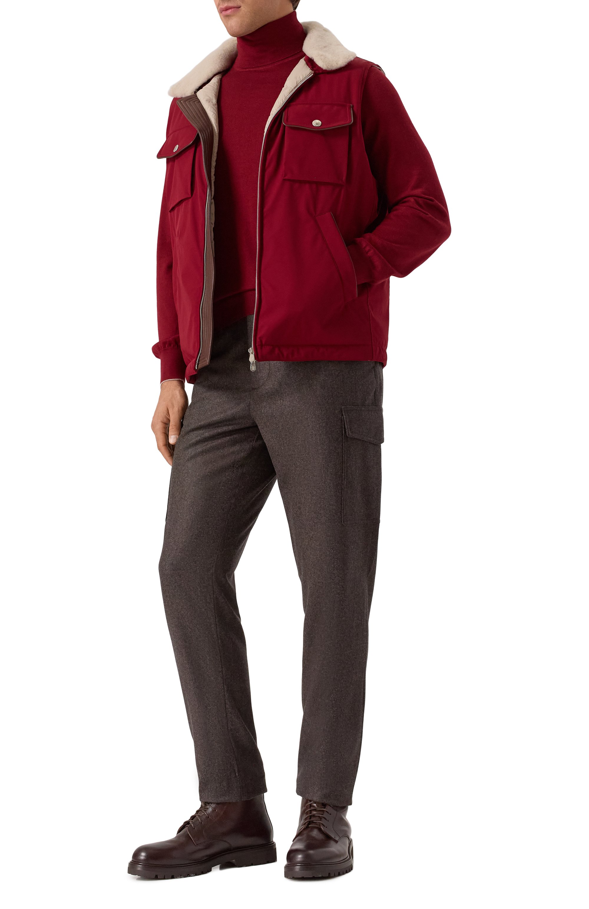 Пуховый жилет с отделкой из овчины BRUNELLO CUCINELLI, арт. MV4061646, фото 2