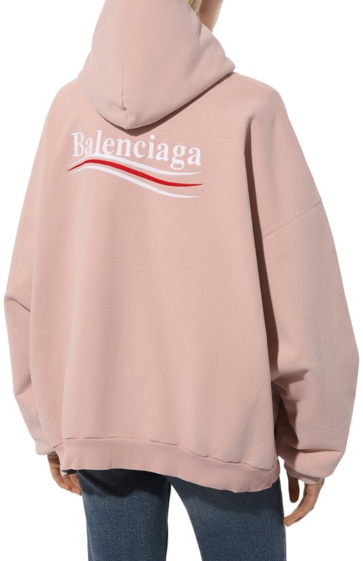 Хлопковое худи Balenciaga 739024/TKVI9 Розовый  739024/TKVI9 Фото 4
