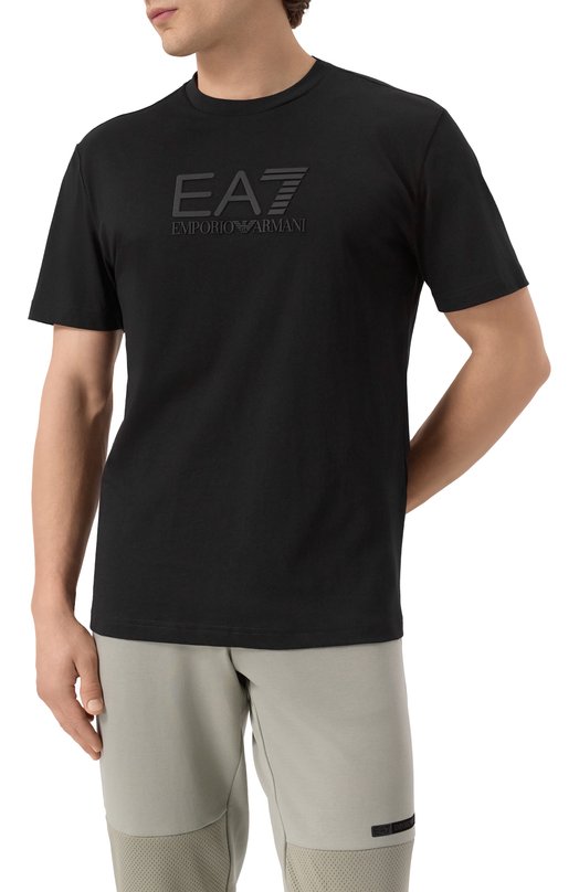 Хлопковая футболка EA7 7M000224/AF10375 Чёрный  7M000224/AF10375 Фото 3