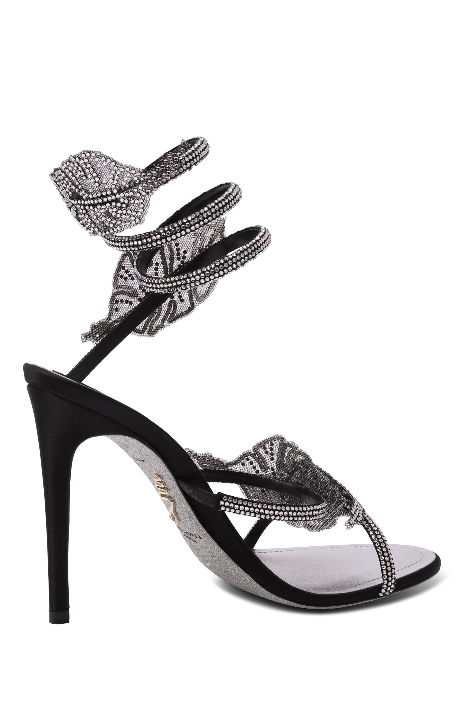 Текстильные босоножки jeweled leaf 105 RENE CAOVILLA черного цвета по цене 212500 руб., арт. C12911-105/R001, фото 5 Текстильные босоножки jeweled leaf 105 RENE CAOVILLA, арт. C12911-105/R001, фото 5