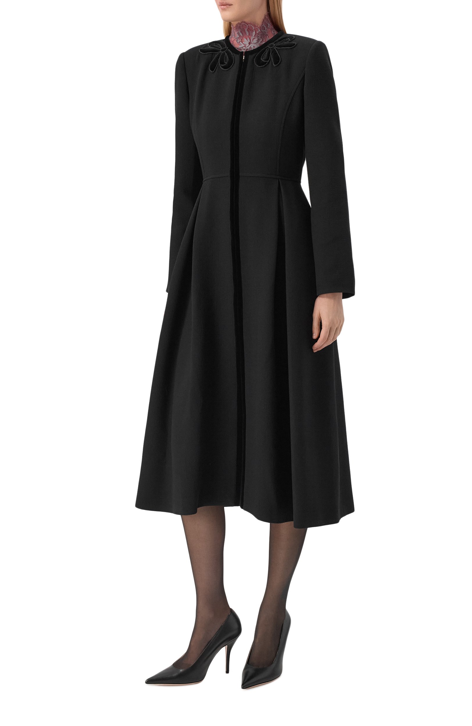 Пальто из вискозы и шерсти VALENTINO черного цвета по цене 699500 руб., арт. 9B3CA8EB/A9A, фото 3 Пальто из вискозы и шерсти VALENTINO, арт. 9B3CA8EB/A9A, фото 3