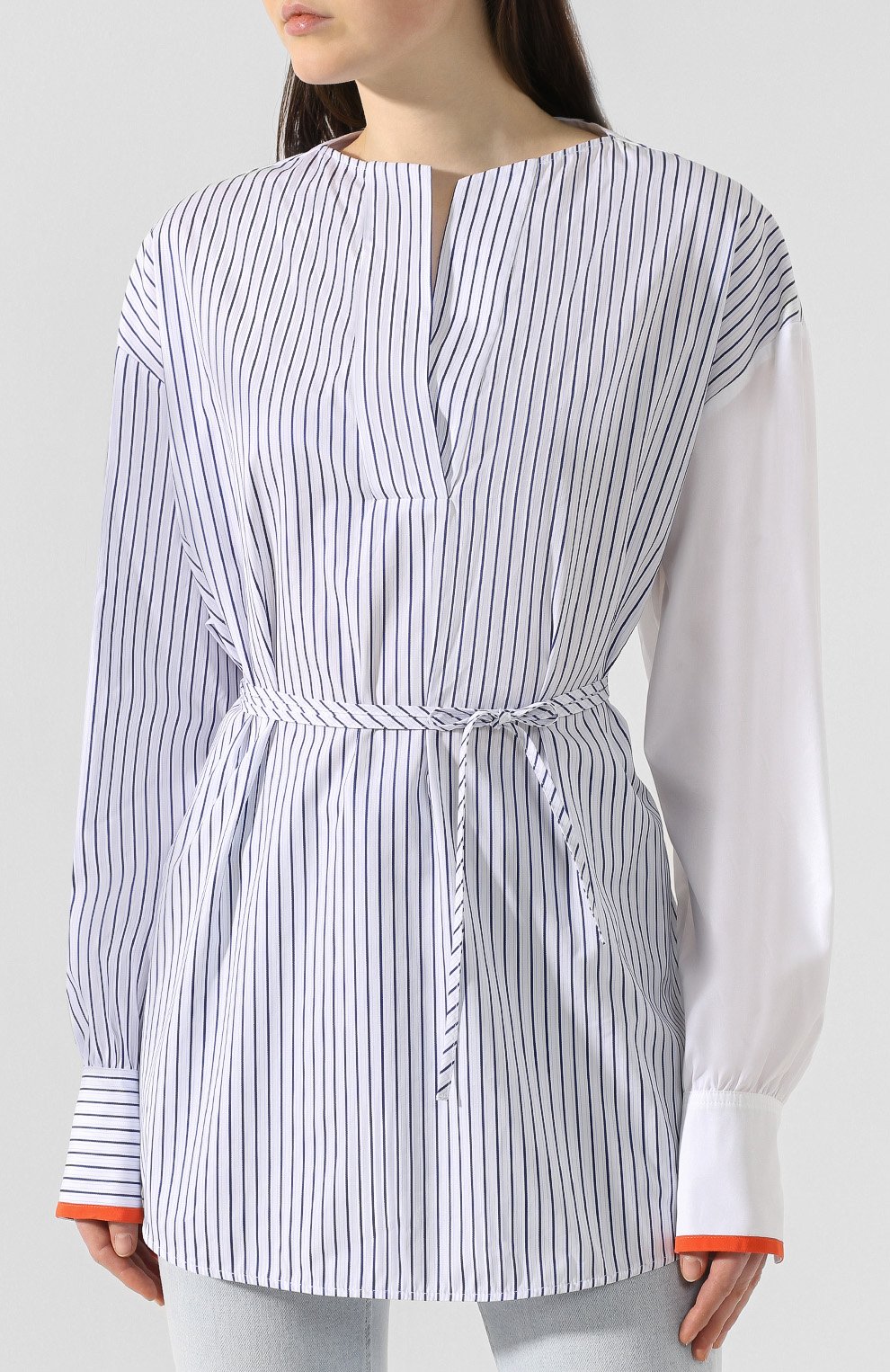 Хлопковая рубашка VICTORIA, VICTORIA BECKHAM, арт. SHVV 131 PSS19 MIX STRIPE SHIRTING, фото 3