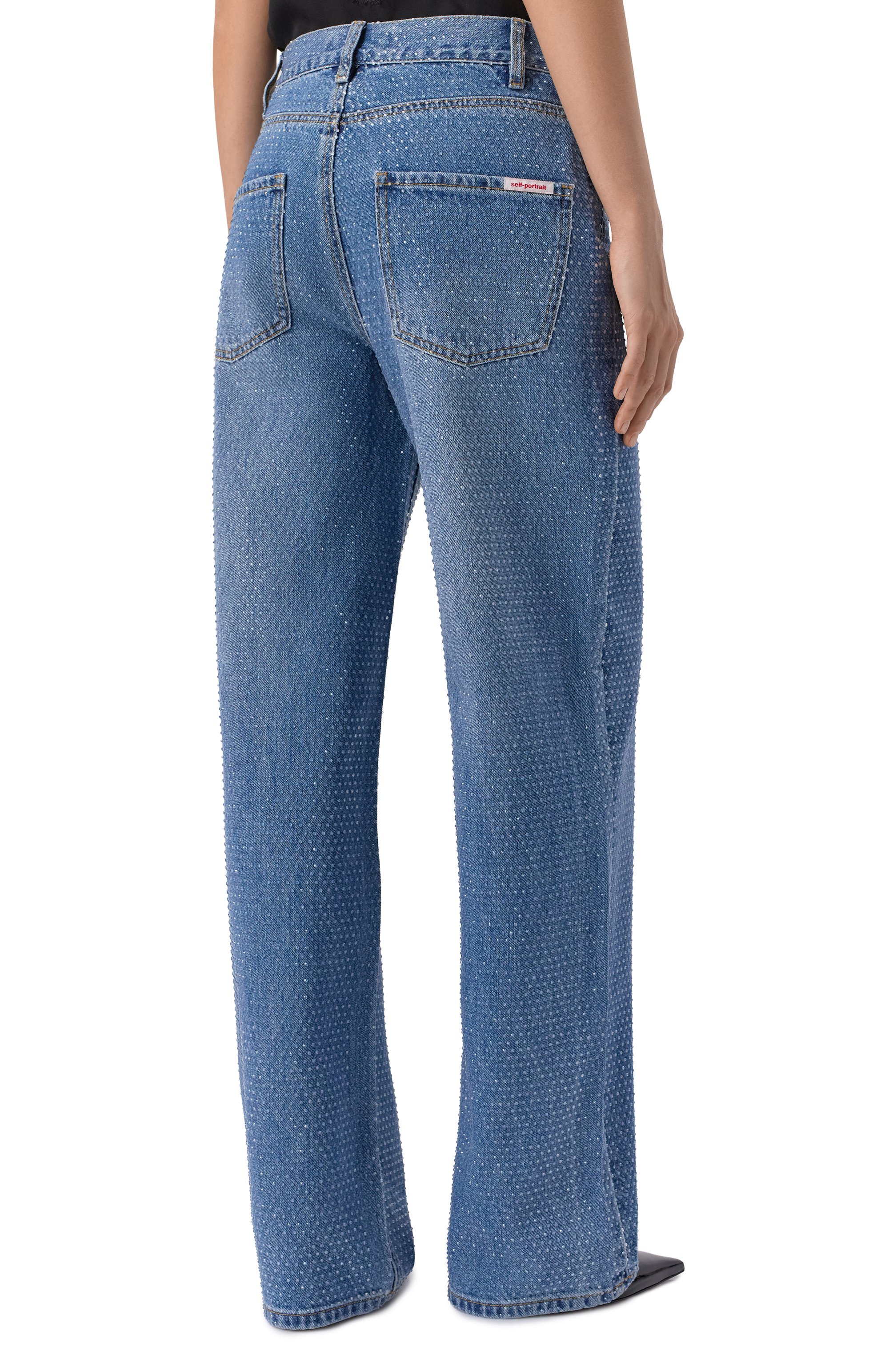 Джинсы с отделкой стразами  SELF-PORTRAIT, арт. RS26813PABL, фото 4
