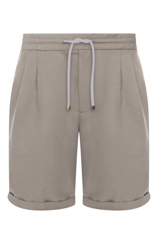 Шорты изо льна и хлопка Brunello Cucinelli MH255U0020 Хаки MH255U0020