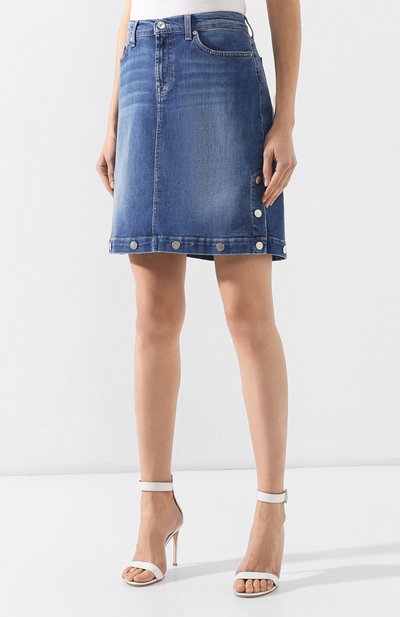 Джинсовая юбка 7 FOR ALL MANKIND синего цвета по цене 29950 руб., арт. JSLQR84CFX, фото 3 Джинсовая юбка 7 FOR ALL MANKIND, арт. JSLQR84CFX, фото 3