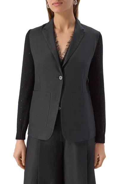 Льняной жакет GRAN SASSO черного цвета по цене 63900 руб., арт. 13217/32417, фото 3 Льняной жакет GRAN SASSO, арт. 13217/32417, фото 3