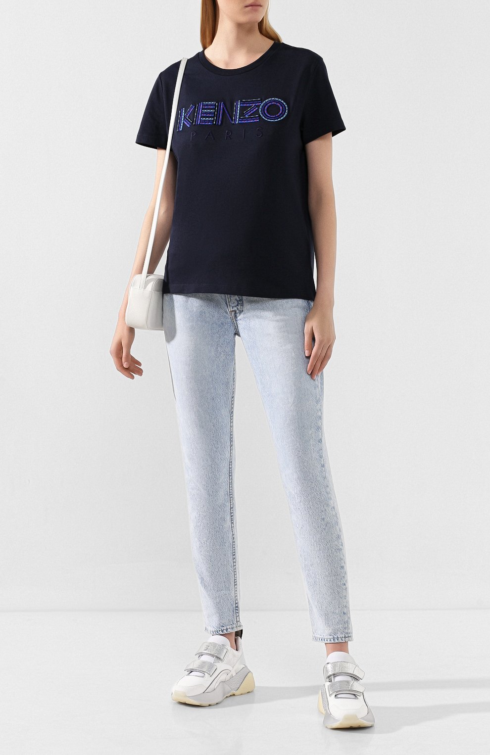 Хлопковая футболка KENZO темно-синего цвета по цене 11050 руб., арт. F962TS809935, фото 2 Хлопковая футболка KENZO, арт. F962TS809935, фото 2