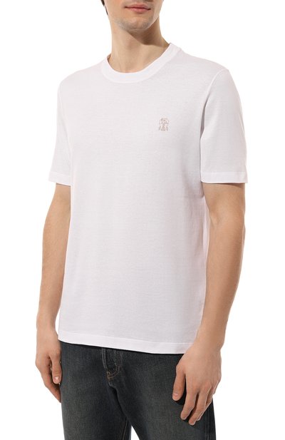 Футболка из хлопка и льна BRUNELLO CUCINELLI, арт. MTS798440, фото 3