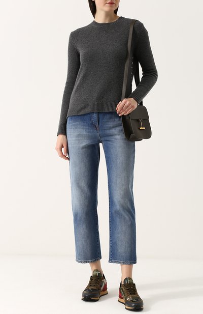 Укороченные джинсы прямого кроя с потертостями VALENTINO, арт. PB3DD03G/2PY, фото 2