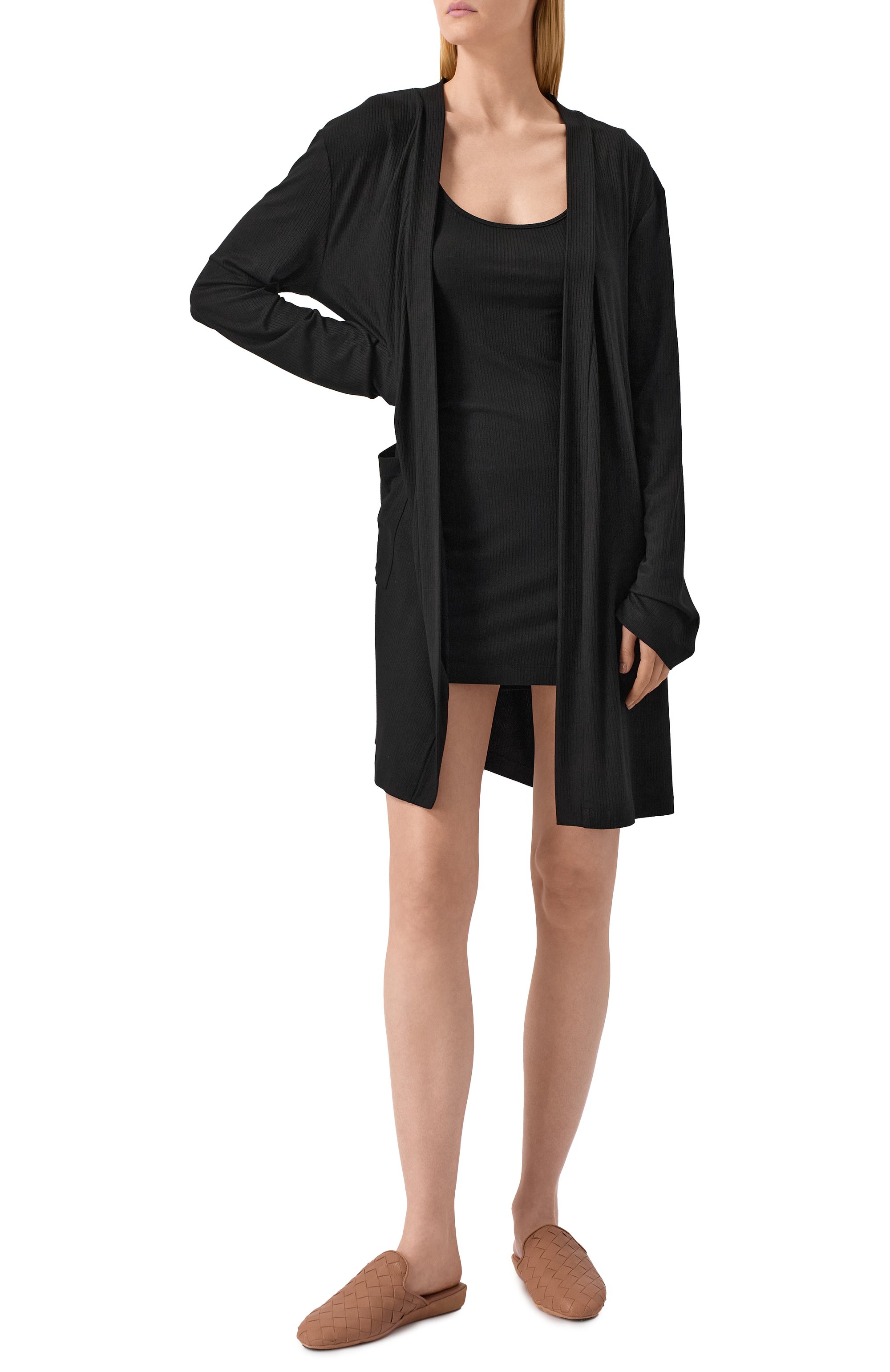 Халат EDOMO черного цвета по цене 20900 руб., арт. C011001FW2324, фото 2 Халат EDOMO, арт. C011001FW2324, фото 2