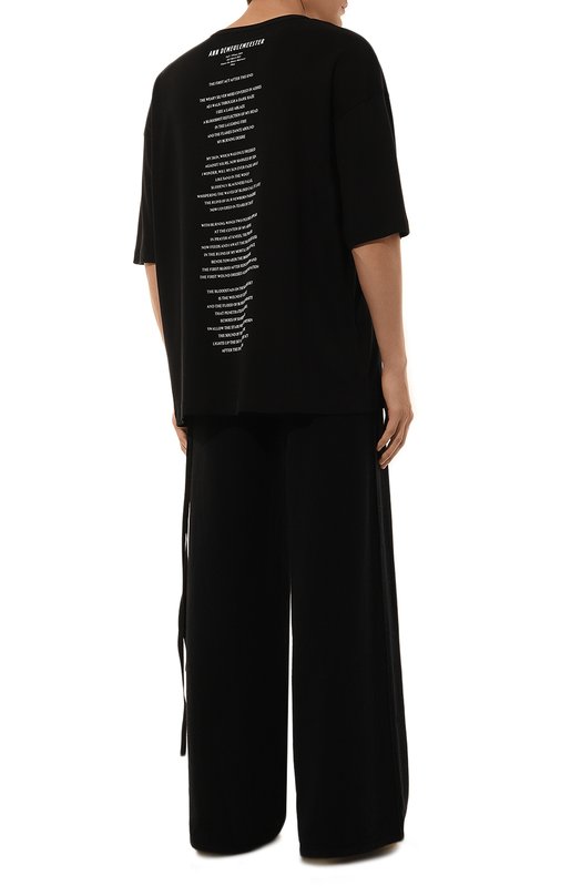 Хлопковая футболка Ann Demeulemeester 2402-M-JTS06-33-FA045-099 Чёрный  2402-M-JTS06-33-FA045-099 Фото 2