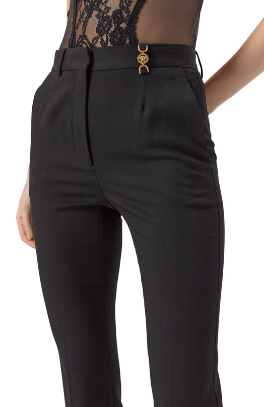 Шерстяные брюки Versace 1013158/1A04649 Чёрный  1013158/1A04649 Фото 5