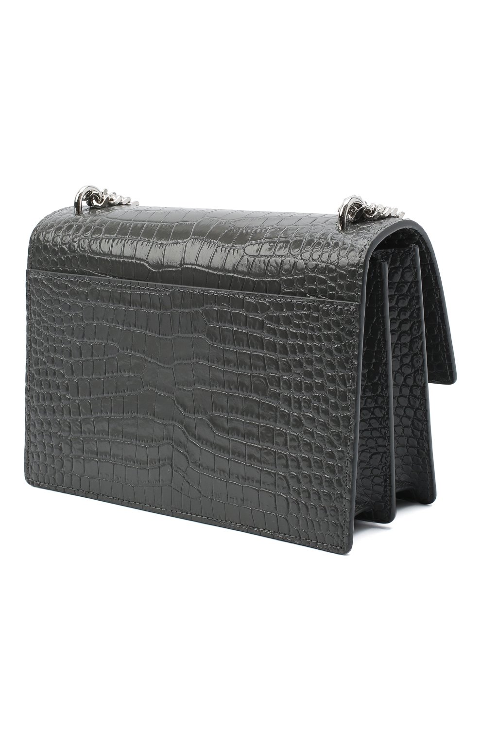 Женская темно-серая сумка sunset medium с тиснением под крокодила