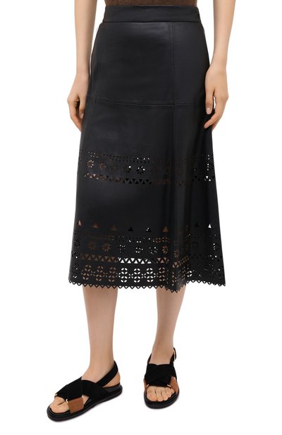 Кожаная юбка POLO RALPH LAUREN черного цвета по цене 83800 руб., арт. 211800762, фото 3 Кожаная юбка POLO RALPH LAUREN, арт. 211800762, фото 3