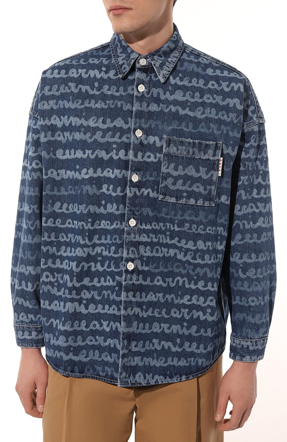 Джинсовая рубашка MARNI синего цвета по цене 92350 руб., арт. CUJU0061A0/USCU90, фото 3 Джинсовая рубашка MARNI, арт. CUJU0061A0/USCU90, фото 3