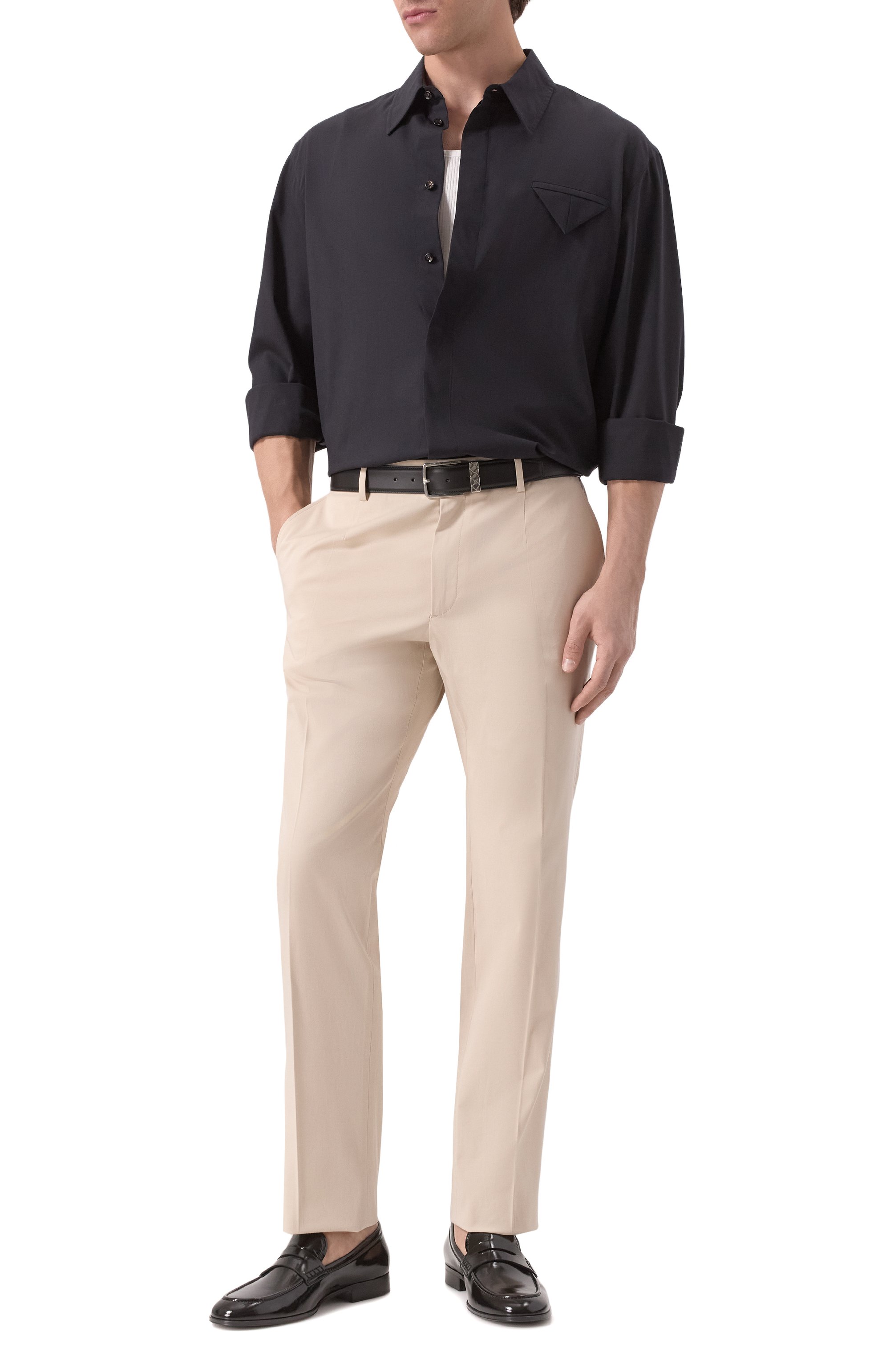 Шерстяная рубашка BOTTEGA VENETA темно-синего цвета по цене 153000 руб., арт. 703578/V4XP0, фото 2 Шерстяная рубашка BOTTEGA VENETA, арт. 703578/V4XP0, фото 2