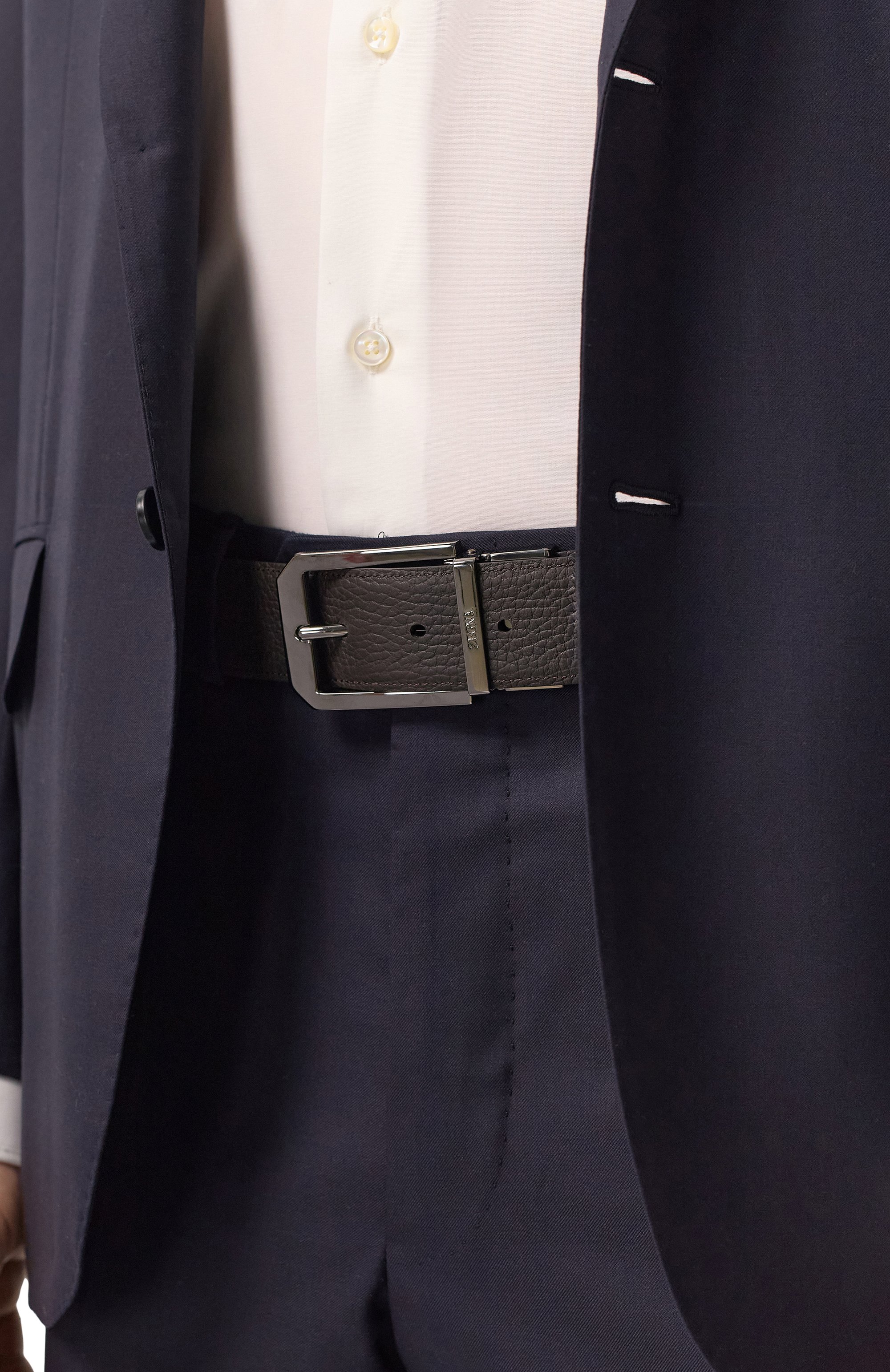 Двусторонний ремень ZEGNA темно-синего цвета по цене 61550 руб., арт. B011RZ/LHAVG, фото 3 Двусторонний ремень ZEGNA, арт. B011RZ/LHAVG, фото 3