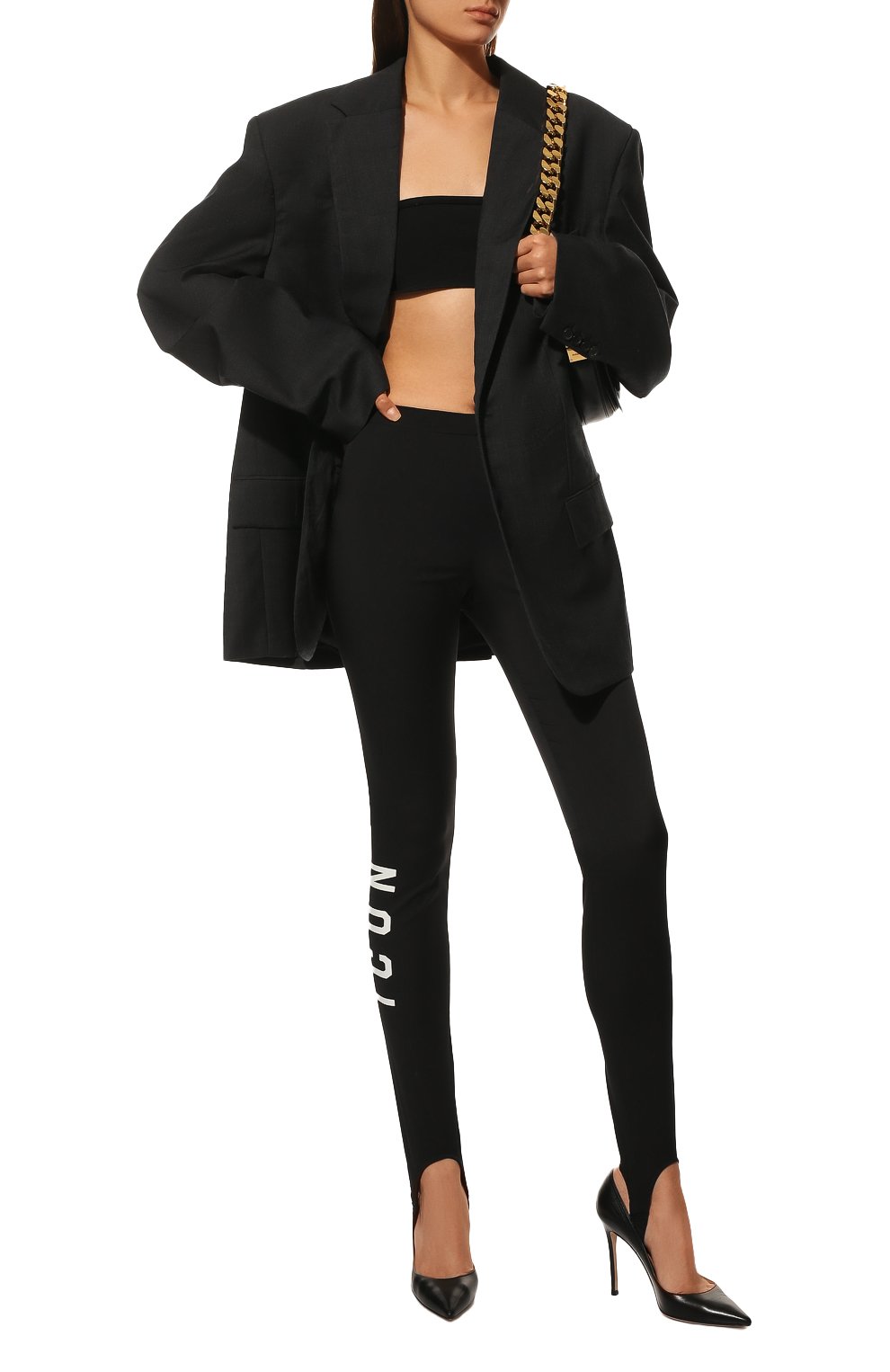 Легинсы со штрипками DSQUARED2 черного цвета по цене 32050 руб., арт. S80KA0025/S54164, фото 2 Легинсы со штрипками DSQUARED2, арт. S80KA0025/S54164, фото 2