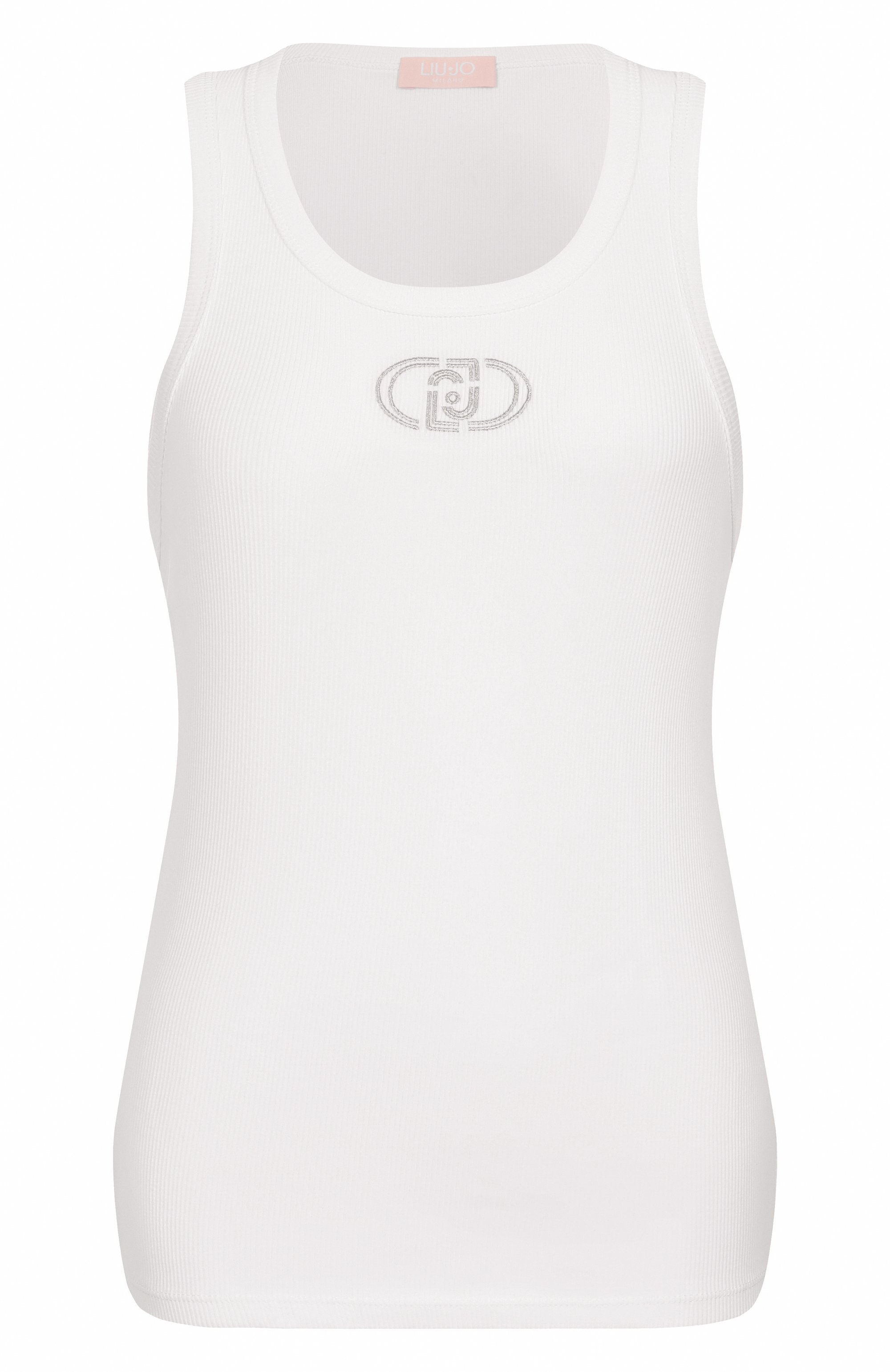 Хлопковая майка LIU JO белого цвета по цене 8990 руб., арт. WA5367J0295, фото 1 Хлопковая майка LIU JO, арт. WA5367J0295, фото 1