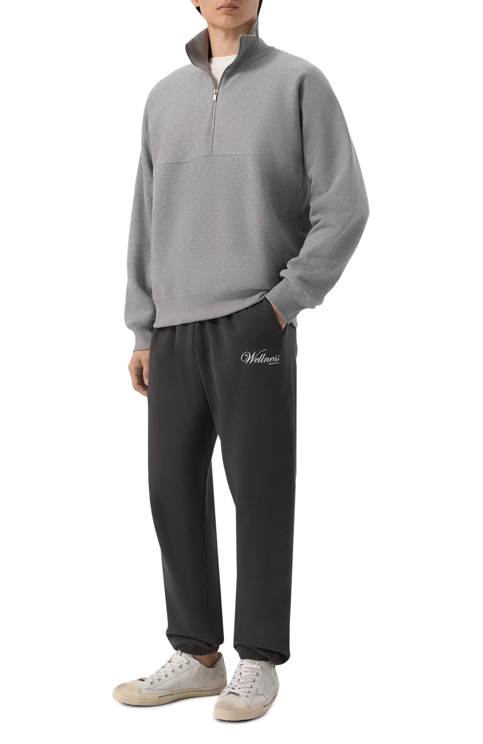 Хлопковые джоггеры SPORTY AND RICH темно-серого цвета по цене 30750 руб., арт. PA070711083BR29, фото 2 Хлопковые джоггеры SPORTY AND RICH, арт. PA070711083BR29, фото 2