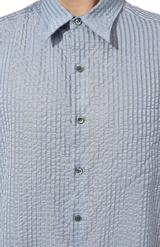 Рубашка из хлопка и шелка Giorgio Armani 4SGCC099/T04S7 Голубой  4SGCC099/T04S7 Фото 5