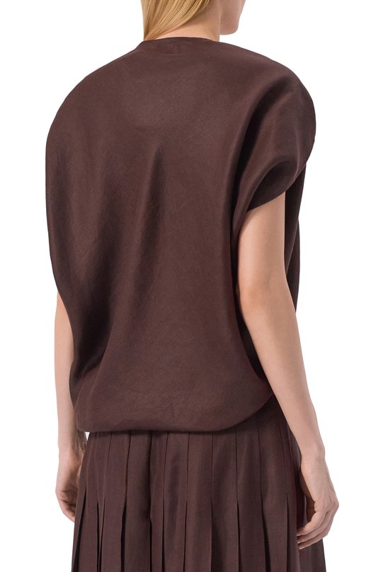 Льняной топ Loro Piana FAP2894 Коричневый  FAP2894 Фото 4