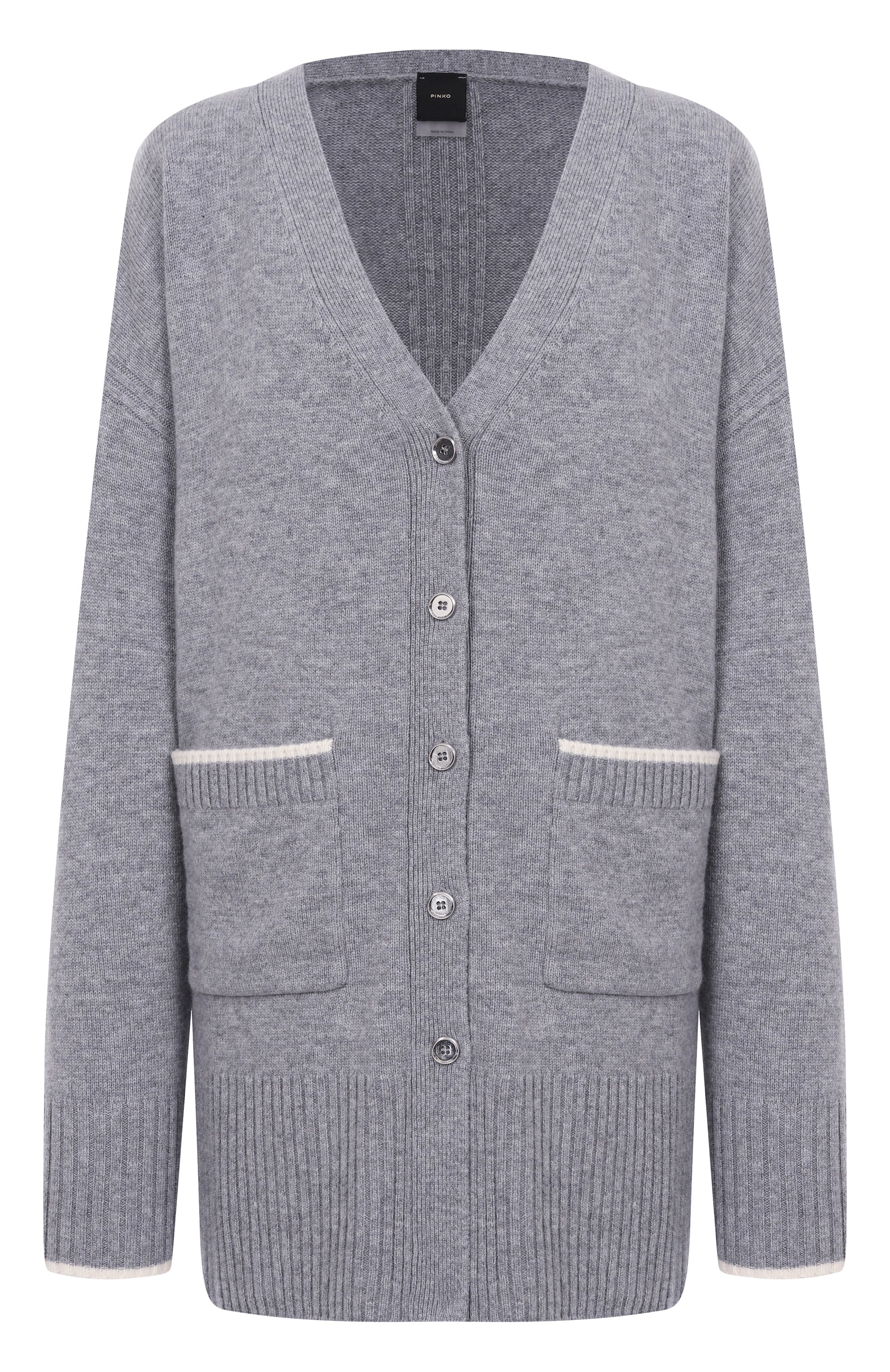 Кардиган из шерсти и кашемира PINKO серого цвета по цене 27900 руб., арт. 105451/A2Q9, фото 1 Кардиган из шерсти и кашемира PINKO, арт. 105451/A2Q9, фото 1