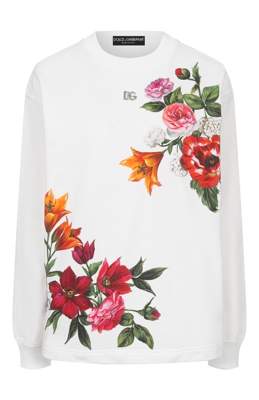 Хлопковый свитшот Dolce & Gabbana F9S50T/GDDC7 Белый F9S50T/GDDC7