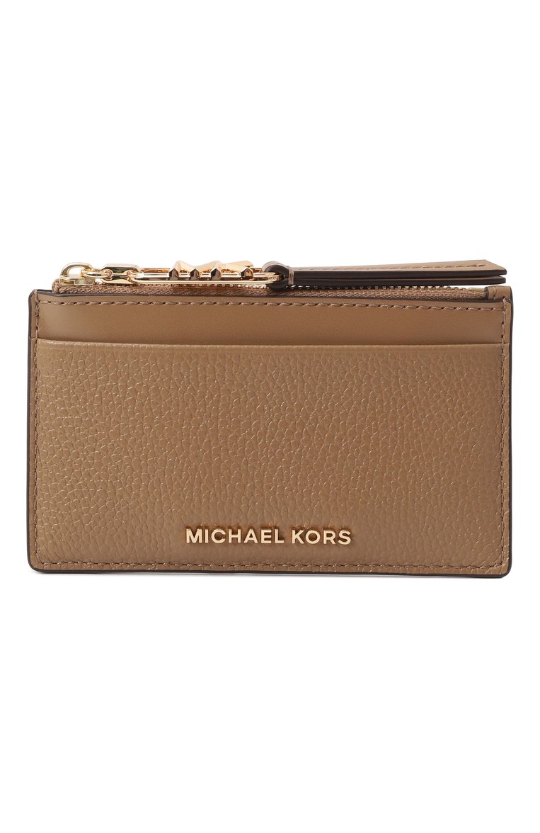 Женский кожаный футляр для кредитных карт MICHAEL MICHAEL KORS бежевого цвета, арт. 32H3G8ED1L | Фото 1 (Нос: Не проставлено; Материал: Натуральная кожа)