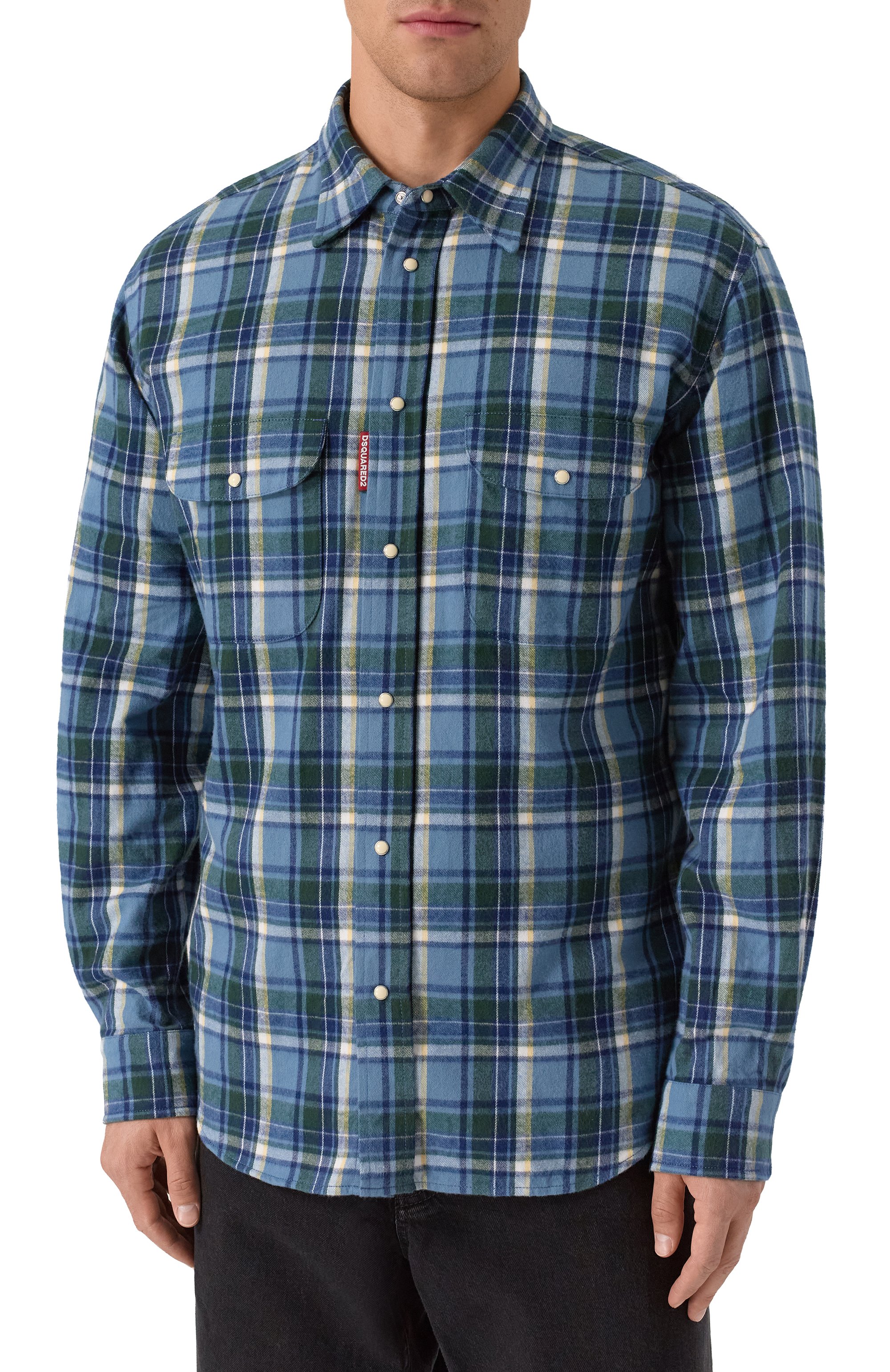 Хлопковая рубашка DSQUARED2 голубого цвета по цене 97000 руб., арт. S74DM0948/D35296, фото 3 Хлопковая рубашка DSQUARED2, арт. S74DM0948/D35296, фото 3