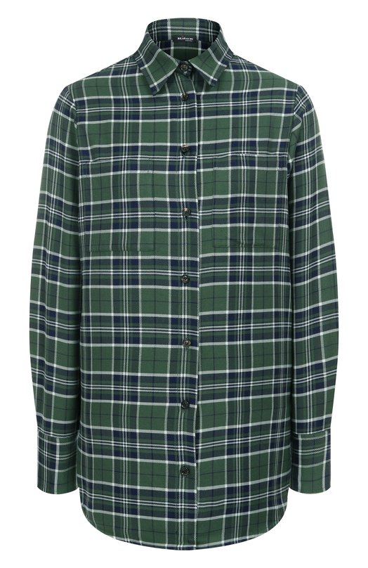 Рубашка из хлопка и кашемира Kiton D52445H0942007 Зелёный D52445H0942007