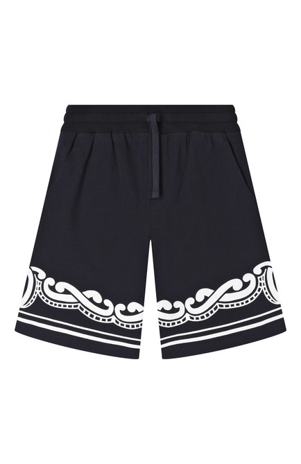 Детские хлопковые шорты DOLCE & GABBANA темно-синего цвета, арт. L4JQU7/G700B/2-6 | Фото 1 (Нос: Не проставлено; Материал сплава: Проставлено)