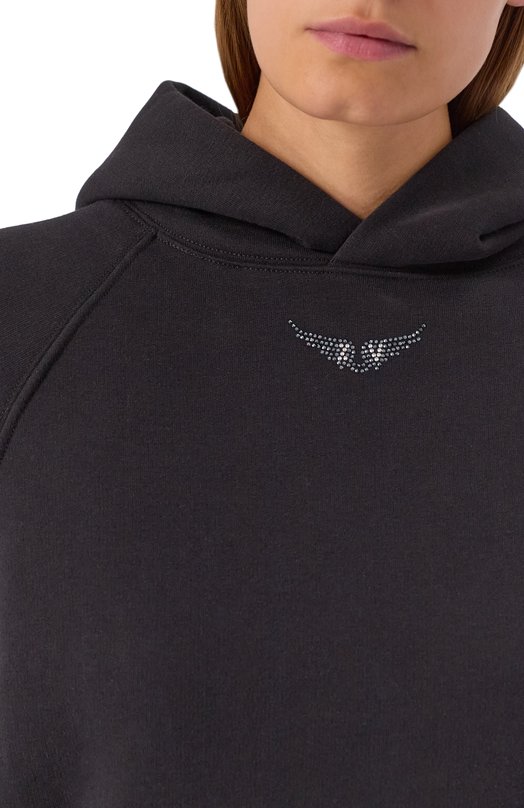 Хлопковое худи Zadig and Voltaire JWSS00600 Чёрный  JWSS00600 Фото 5