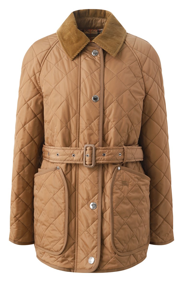 Женская куртка BURBERRY бежевого цвета, арт. 8071842 | Фото 1 (Рукава: Длинные; Материал подклада: Синтетический материал; Драгоценные камни: Проставлено; Материал сплава: Проставлено; Длина (верхняя одежда): Короткие; Кросс-КТ: Легкие, Куртка; Стили: Кэжуэл; Материал внешний: Синтетический материал)
