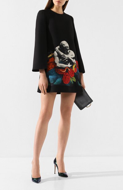 Платье из смеси шерсти и шелка VALENTINO черного цвета по цене 289500 руб., арт. SB0VAPA71CF, фото 2 Платье из смеси шерсти и шелка VALENTINO, арт. SB0VAPA71CF, фото 2