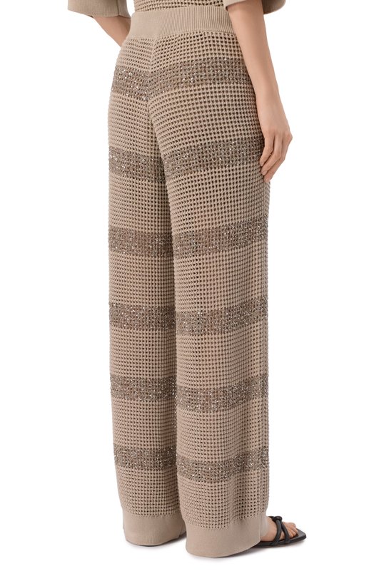 Хлопковые брюки Brunello Cucinelli M58772889 Бежевый  M58772889 Фото 4