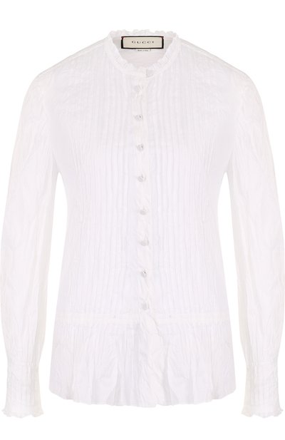 Хлопковая блуза прямого кроя с воротником-стойкой GUCCI, арт. 517956/Z3877, фото 1