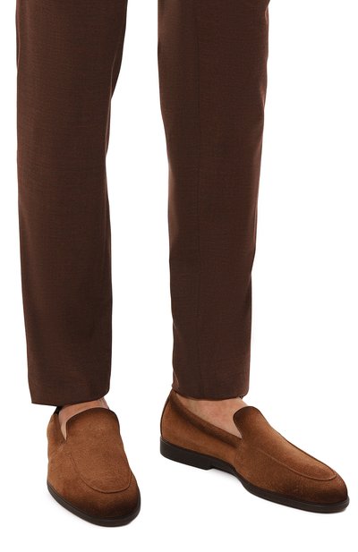 Замшевые лоферы malibu SANTONI коричневого цвета по цене 61550 руб., арт. MGAG18829DKTSRVR, фото 3 Замшевые лоферы malibu SANTONI, арт. MGAG18829DKTSRVR, фото 3