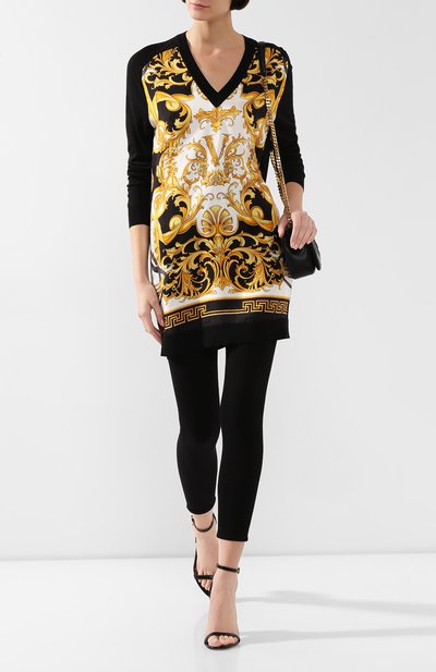 Пуловер из смеси шелка и хлопка VERSACE черного цвета по цене 127000 руб., арт. A85515/A233111, фото 2 Пуловер из смеси шелка и хлопка VERSACE, арт. A85515/A233111, фото 2