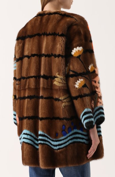 Укороченная шуба из меха норки с контрастной отделкой FENDI, арт. FNF65A/SDT, фото 4