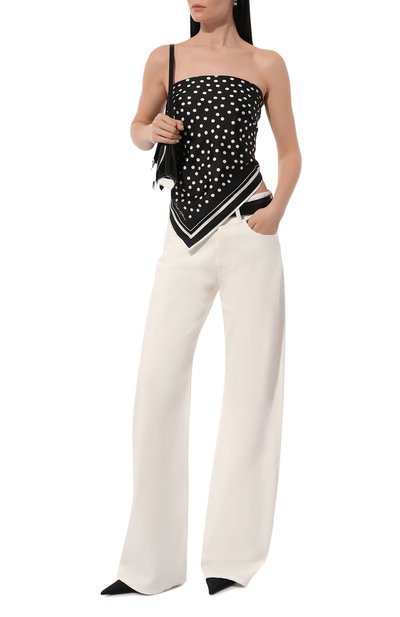 Шелковый платок DOLCE & GABBANA черно-белого цвета по цене 52250 руб., арт. FN090R/GDCFX, фото 2 Шелковый платок DOLCE & GABBANA, арт. FN090R/GDCFX, фото 2