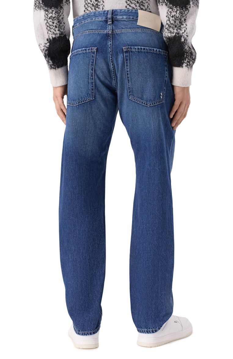 Мужские джинсы kanye ICON DENIM LA темно-синего цвета, арт. KANYE/ID8800 | Фото 4 (Материал внешний: Хлопок, Деним; Длина (брюки, джинсы): Стандартные; Стили: Повседневный; Детали: Делаве; Кросс-КТ: Деним; Силуэт М (брюки): Прямые)
