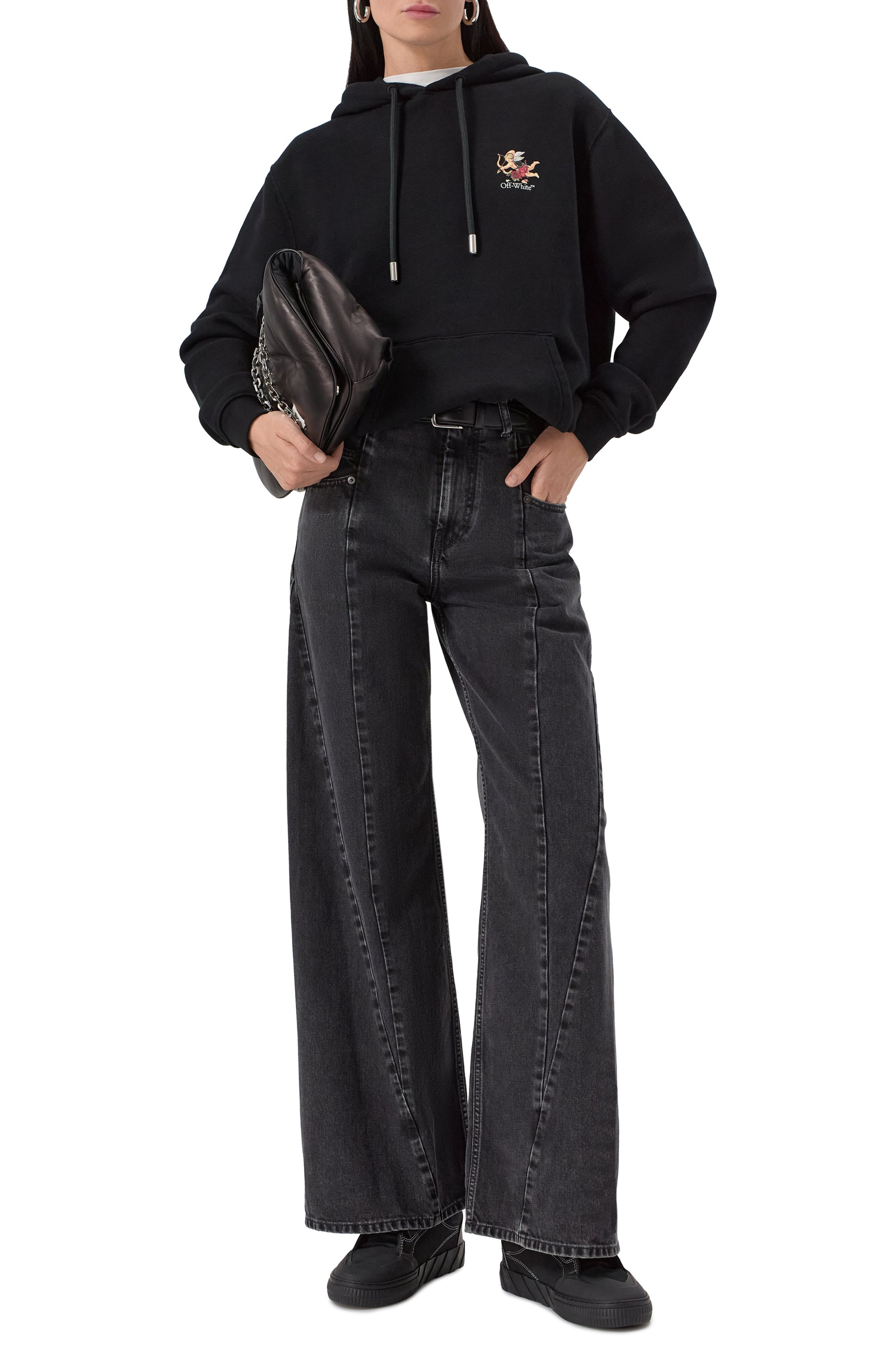 Хлопковое худи OFF-WHITE черного цвета по цене 84950 руб., арт. 0WBB064S25FLE001, фото 2 Хлопковое худи OFF-WHITE, арт. 0WBB064S25FLE001, фото 2