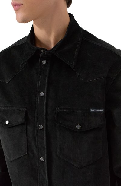 Вельветовая рубашка DOLCE & GABBANA черного цвета по цене 99950 руб., арт. G5MA1T/GJ589, фото 5 Вельветовая рубашка DOLCE & GABBANA, арт. G5MA1T/GJ589, фото 5