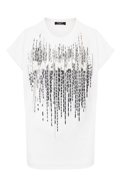 Женская хлопковая футболка BALMAIN, арт. TF01351/P040