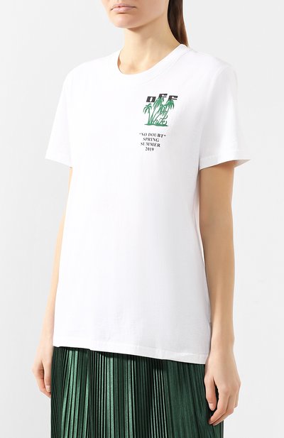 Хлопковая футболка OFF-WHITE белого цвета по цене 19250 руб., арт. 0WAA049R19B070450140, фото 3 Хлопковая футболка OFF-WHITE, арт. 0WAA049R19B070450140, фото 3