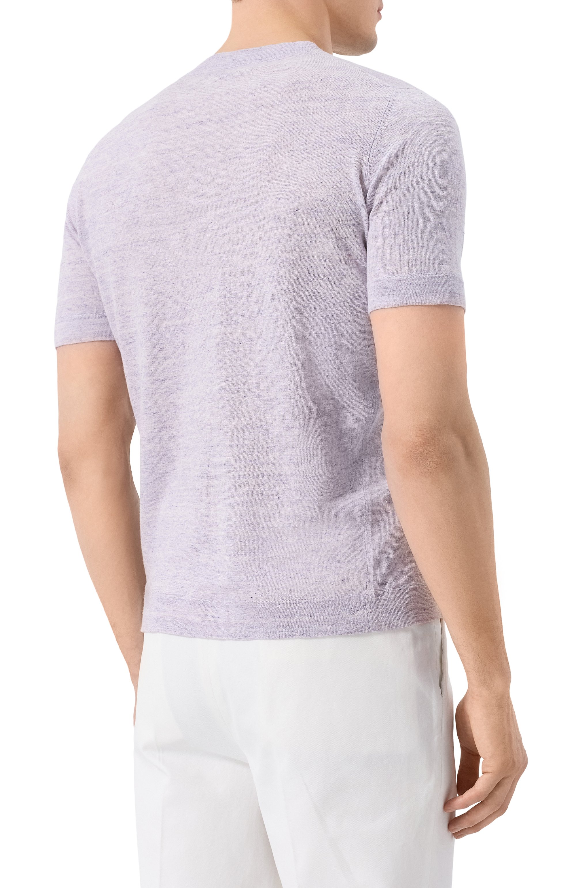 Футболка изо льна и хлопка BRUNELLO CUCINELLI сиреневого цвета по цене 99500 руб., арт. M2L00340, фото 4 Футболка изо льна и хлопка BRUNELLO CUCINELLI, арт. M2L00340, фото 4