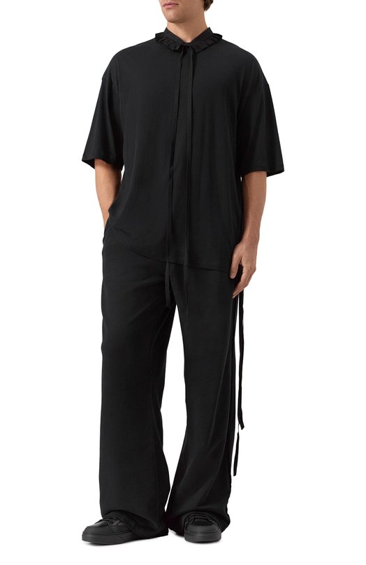 Хлопковые брюки Ann Demeulemeester B0013219/FA185 Чёрный  B0013219/FA185 Фото 2